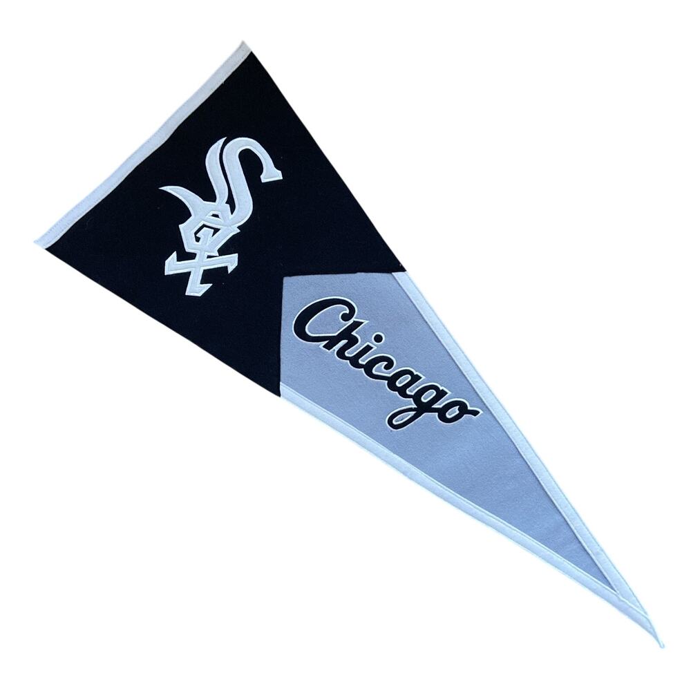 Chicago White Sox Embroidered Pennant 41” x 17” Black White Gray